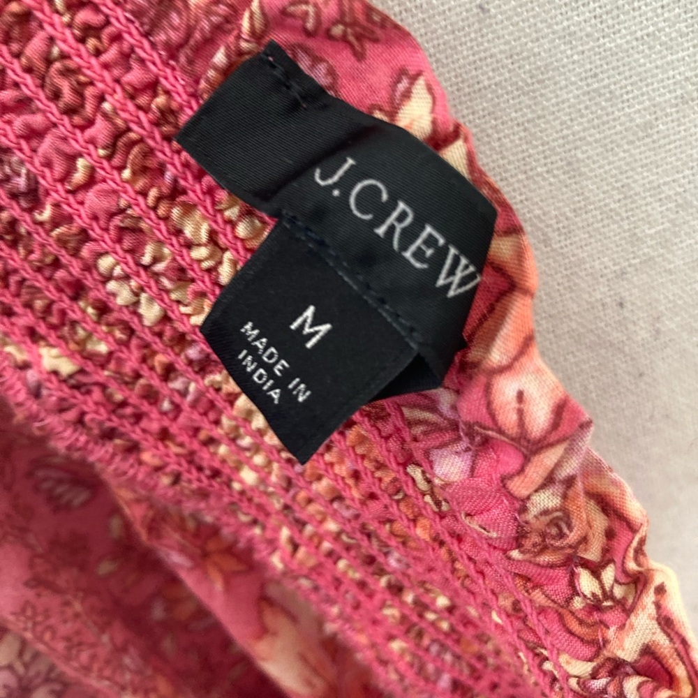 J Crew Floral Square Neck Smocked Top in Pink and Cream Size M - Picture 7 of 7
